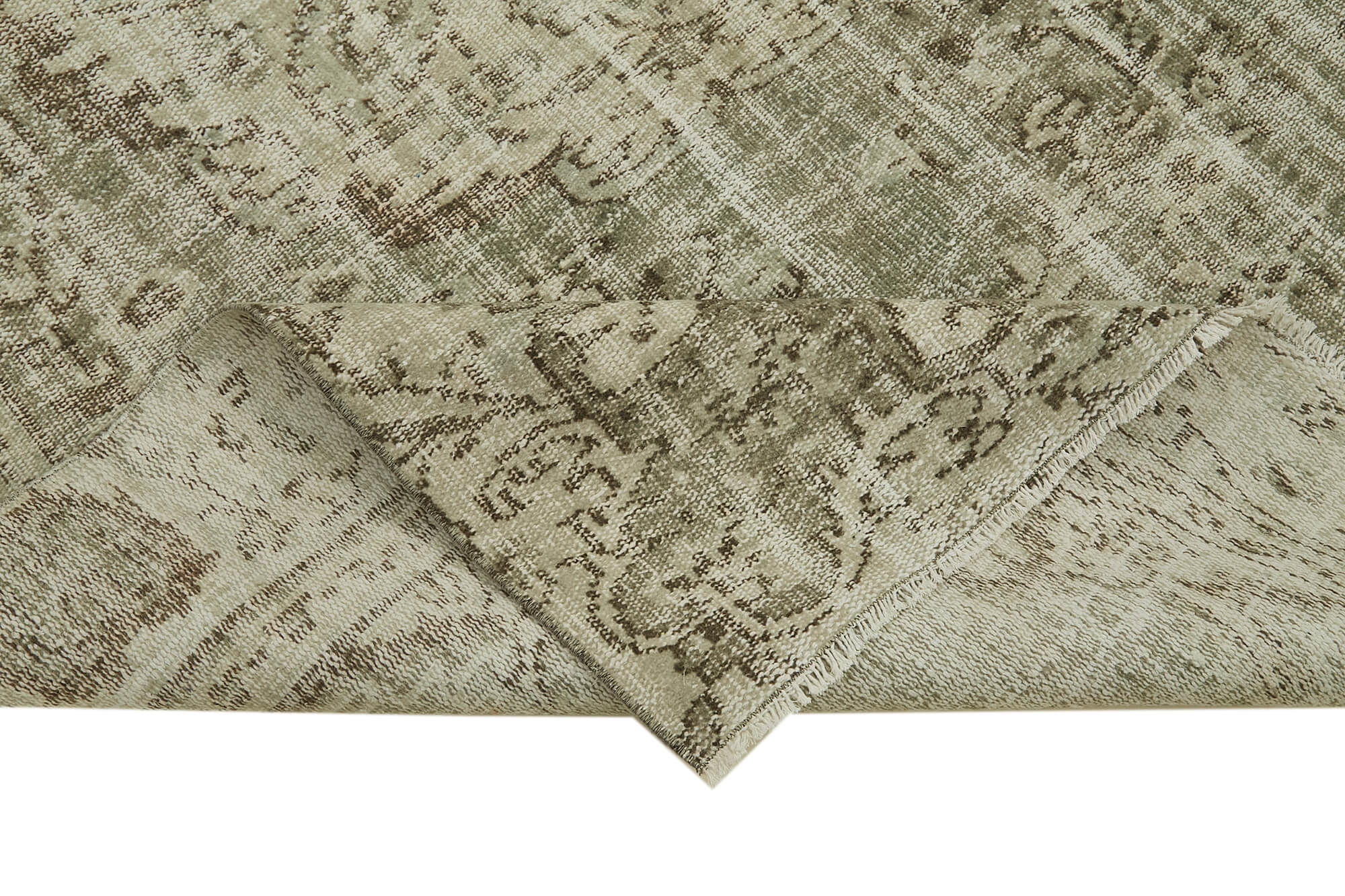 Handmade Wool Area Rug - Vintage Cotton Rug Beige 5'5'' x 9'0'' Classic Living Room Decor