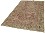 Handmade Wool Area Rug - Vintage Cotton Rug 4x8, Neutral Beige, Hand Woven Carpet