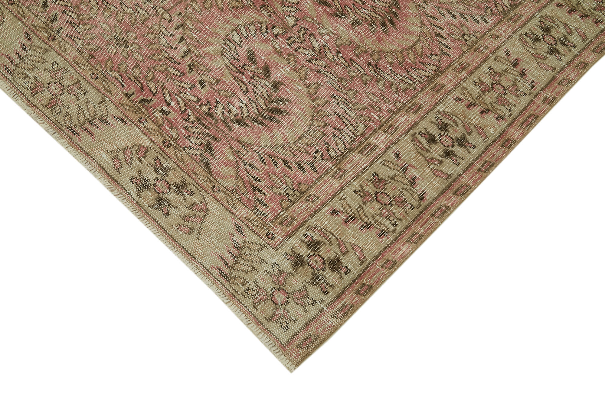Handmade Wool Area Rug - Vintage Cotton Rug 4x8, Neutral Beige, Hand Woven Carpet