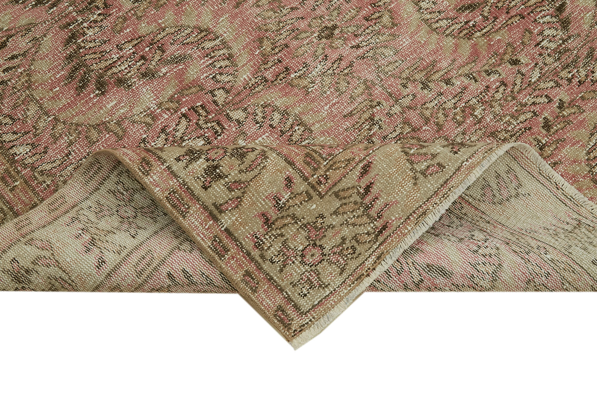 Handmade Wool Area Rug - Vintage Cotton Rug 4x8, Neutral Beige, Hand Woven Carpet