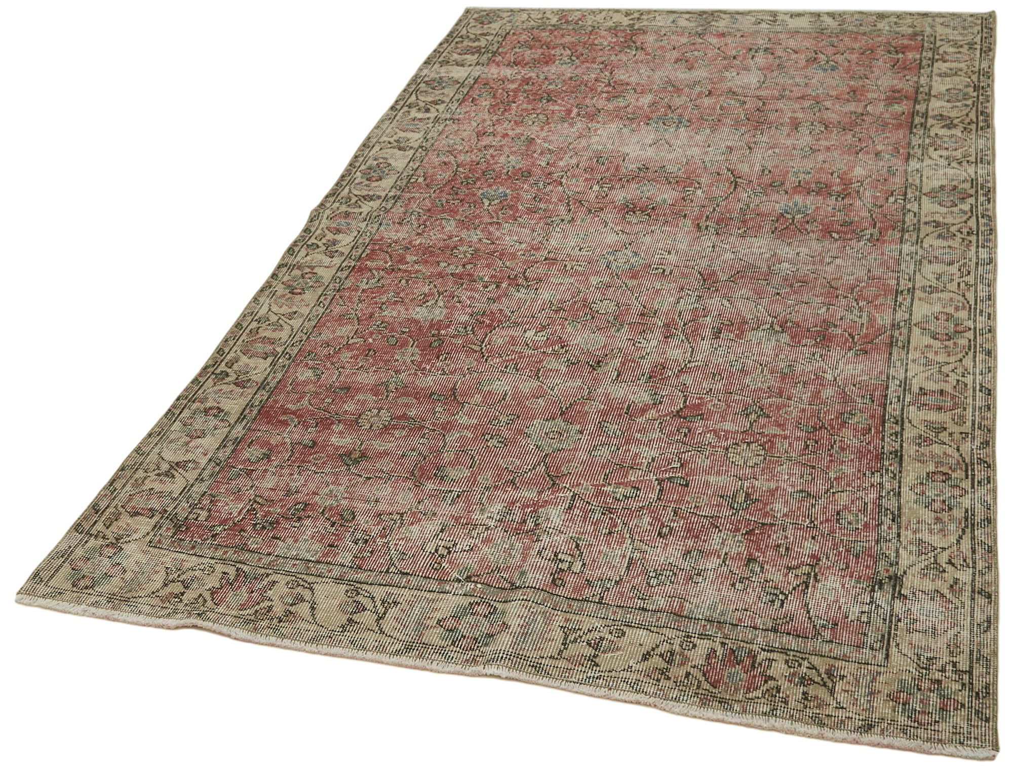Handmade Wool Area Rug – Vintage Cotton Rug Beige 4'7" x 8'0" Classic Carpet