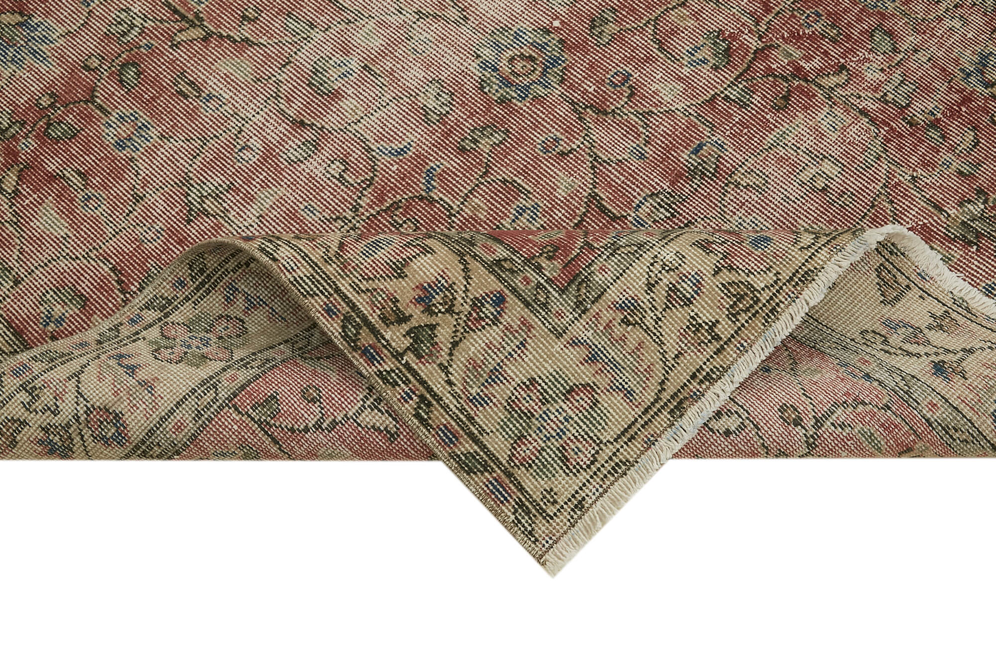Handmade Wool Area Rug – Vintage Cotton Rug Beige 4'7" x 8'0" Classic Carpet