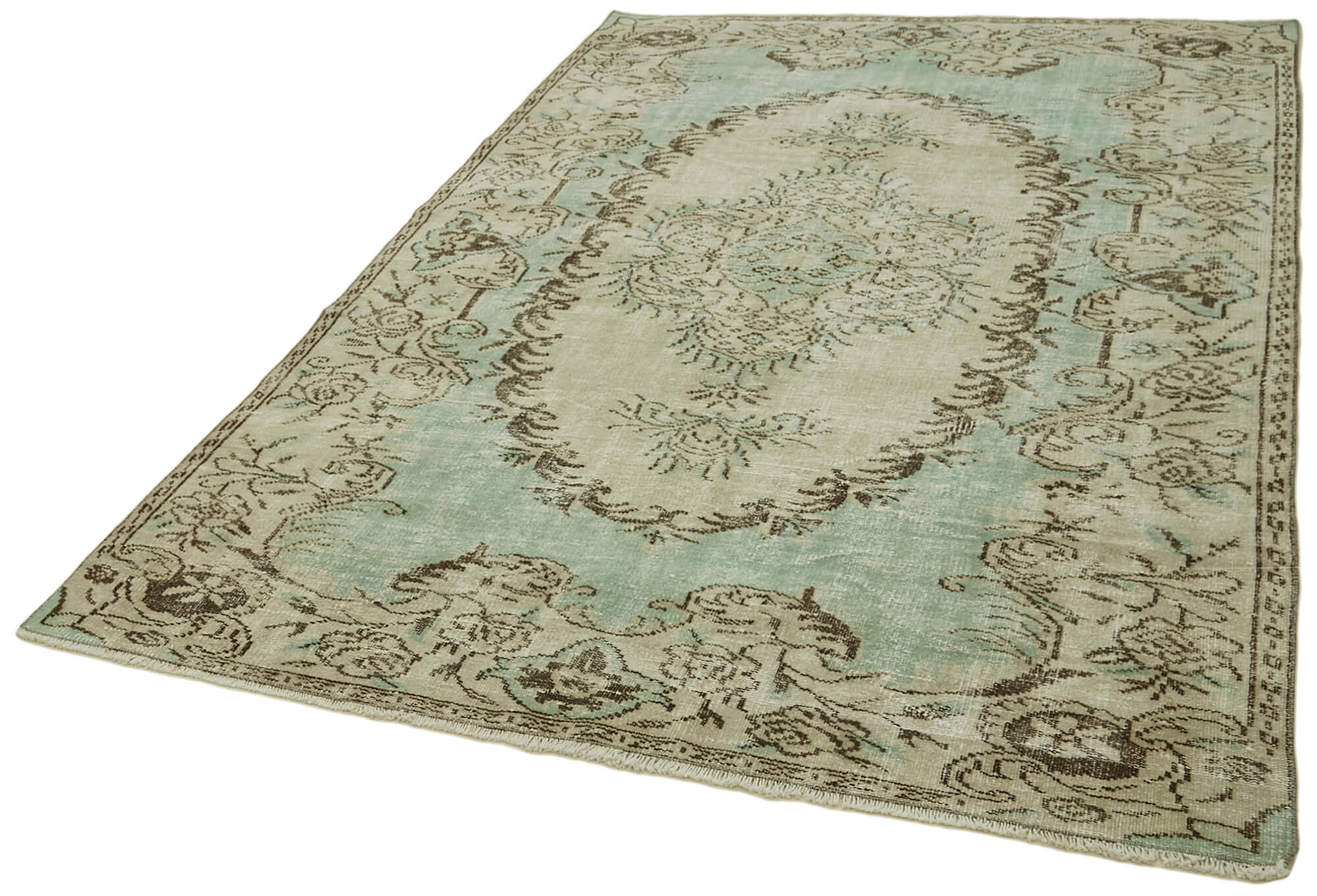 Handmade Wool Area Rug - Vintage Cotton Rug 5'9''x8'5'' | Neutral Beige, Durable Natural Fiber