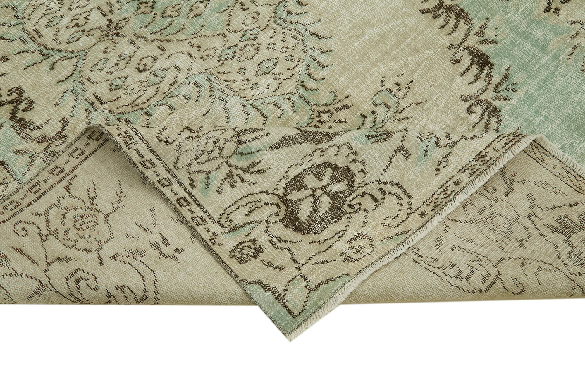 Handmade Wool Area Rug - Vintage Cotton Rug 5'9''x8'5'' | Neutral Beige, Durable Natural Fiber