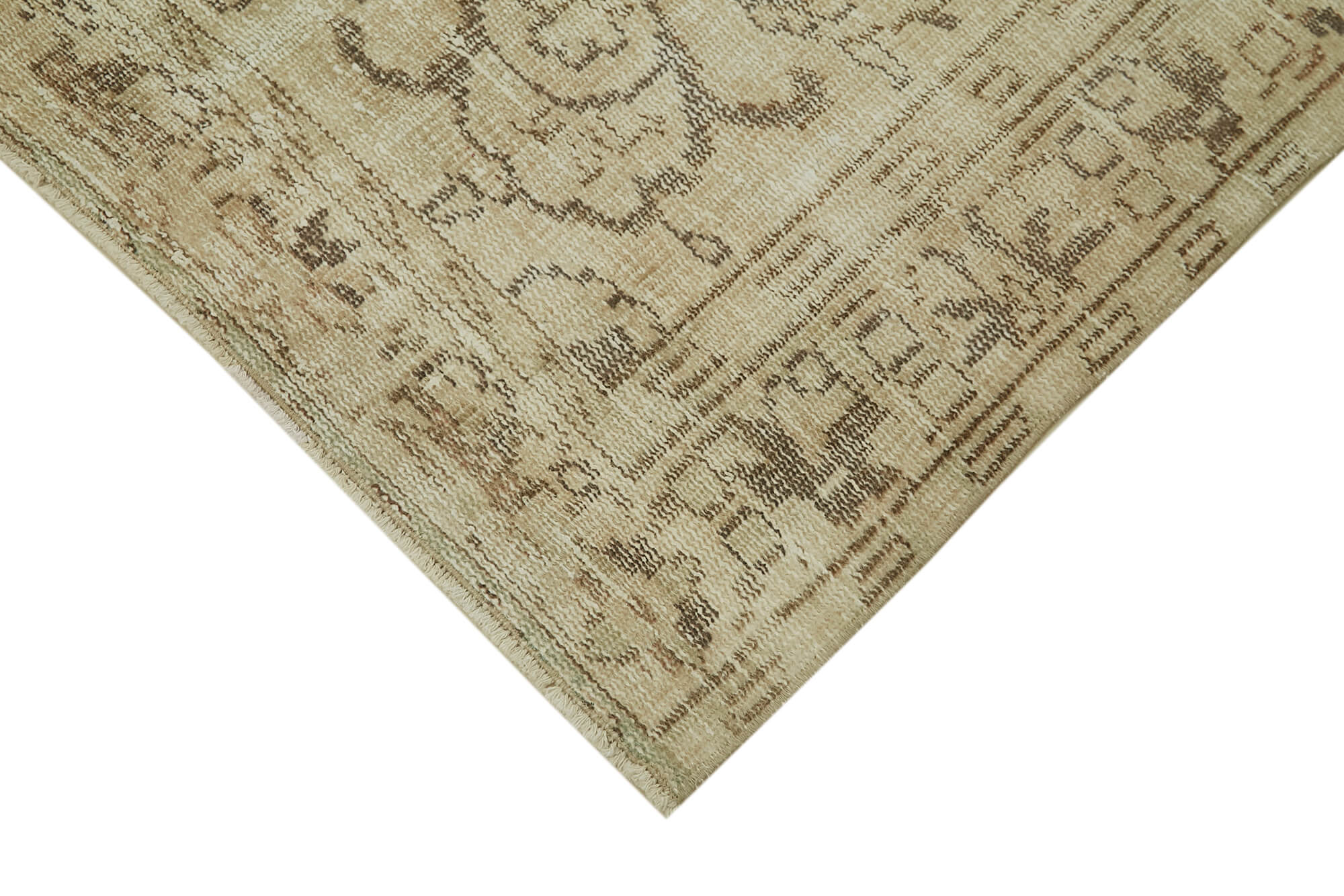 Handmade Vintage Area Rug - Beige Wool Carpet, Turkish Hand Knotted 5'3''x8'0''