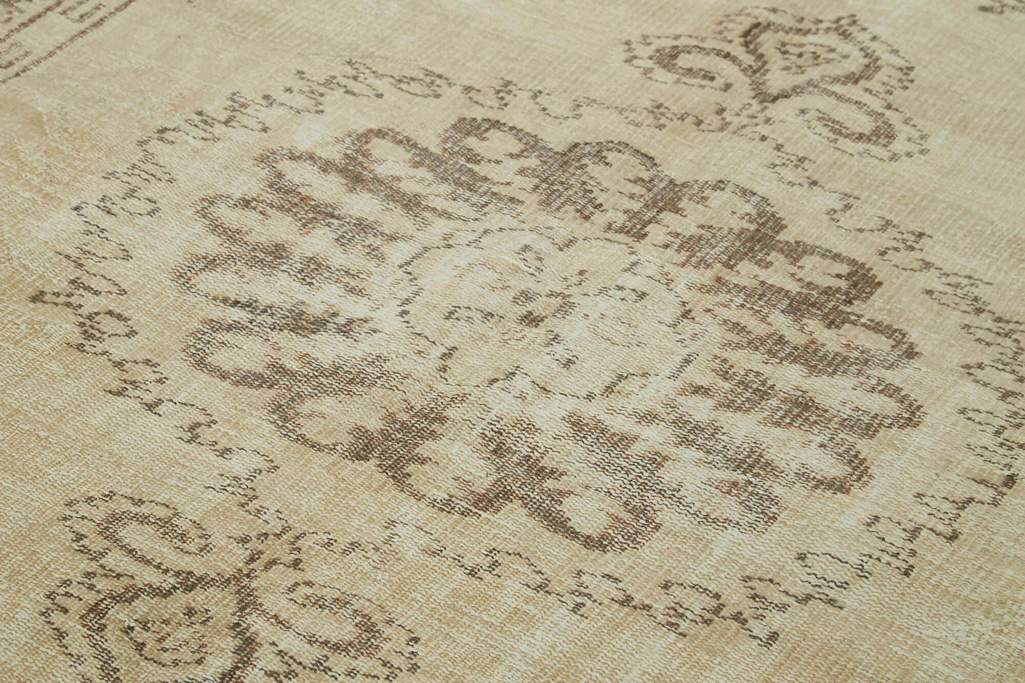 Handmade Vintage Area Rug - Beige Wool Carpet, Turkish Hand Knotted 5'3''x8'0''