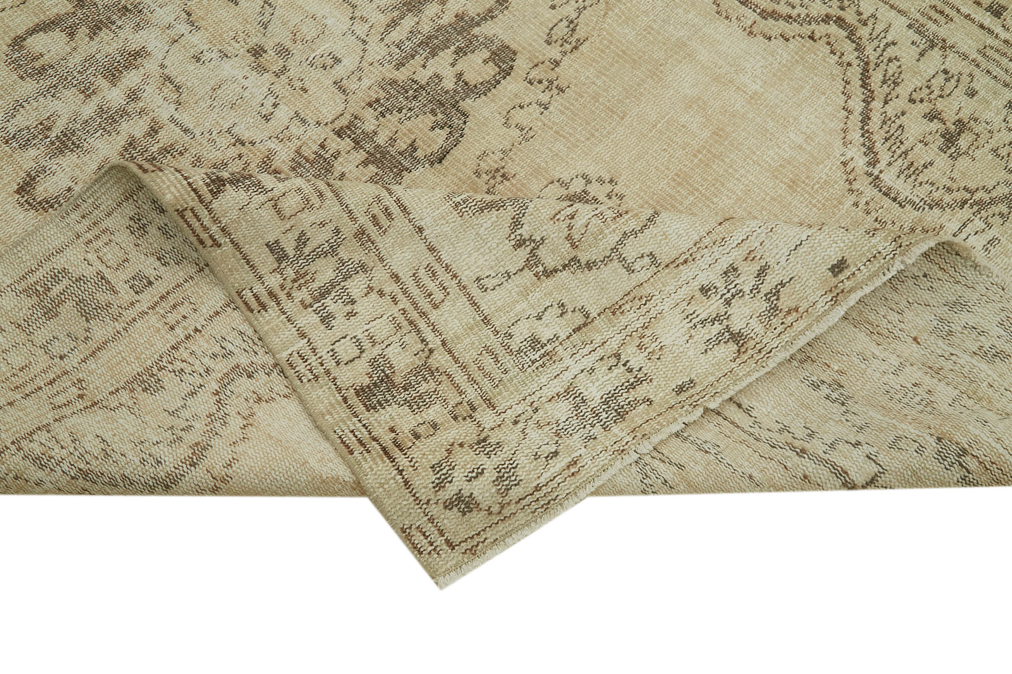 Handmade Vintage Area Rug - Beige Wool Carpet, Turkish Hand Knotted 5'3''x8'0''