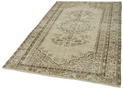 Handmade Wool Area Rug - Vintage Cotton Rug 4x7 Beige Area Carpet | Turkish Hand Knotted