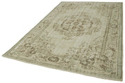 Vintage Cotton Wool Rug - Handmade Area Rug 5'11'' x 9'2'' | Neutral Beige Turkish Carpet
