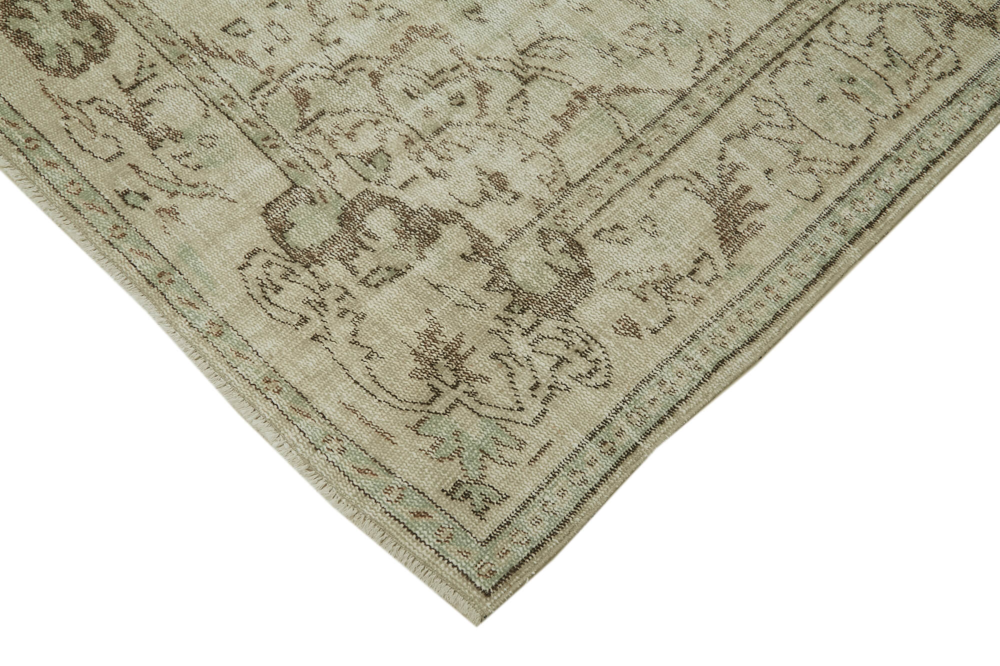Vintage Cotton Wool Rug - Handmade Area Rug 5'11'' x 9'2'' | Neutral Beige Turkish Carpet