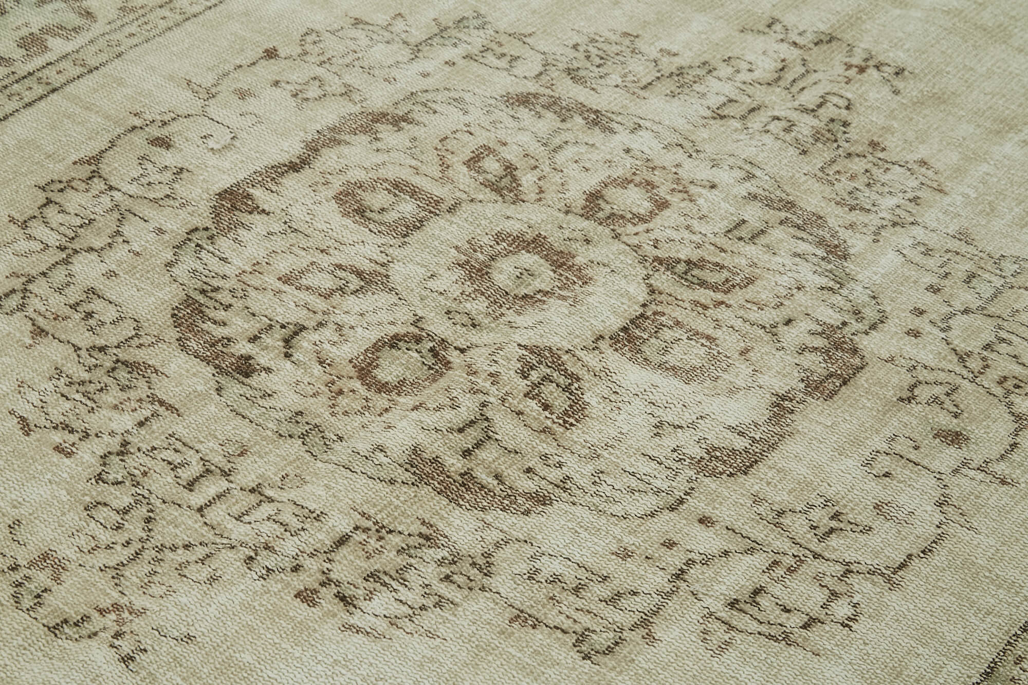Vintage Cotton Wool Rug - Handmade Area Rug 5'11'' x 9'2'' | Neutral Beige Turkish Carpet