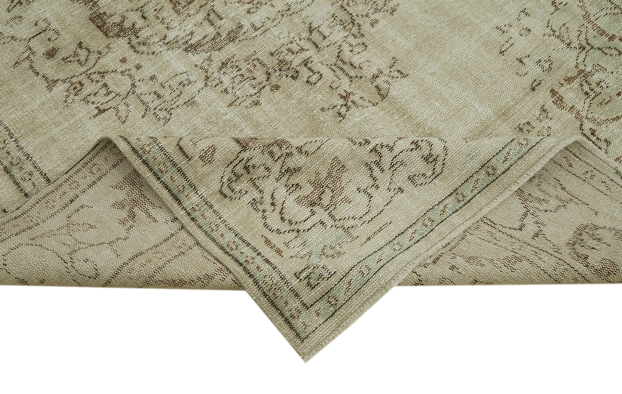 Vintage Cotton Wool Rug - Handmade Area Rug 5'11'' x 9'2'' | Neutral Beige Turkish Carpet