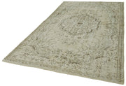 Handmade Vintage Area Rug – Neutral Beige Cotton Wool Blend Carpet 5'6''x9'0''