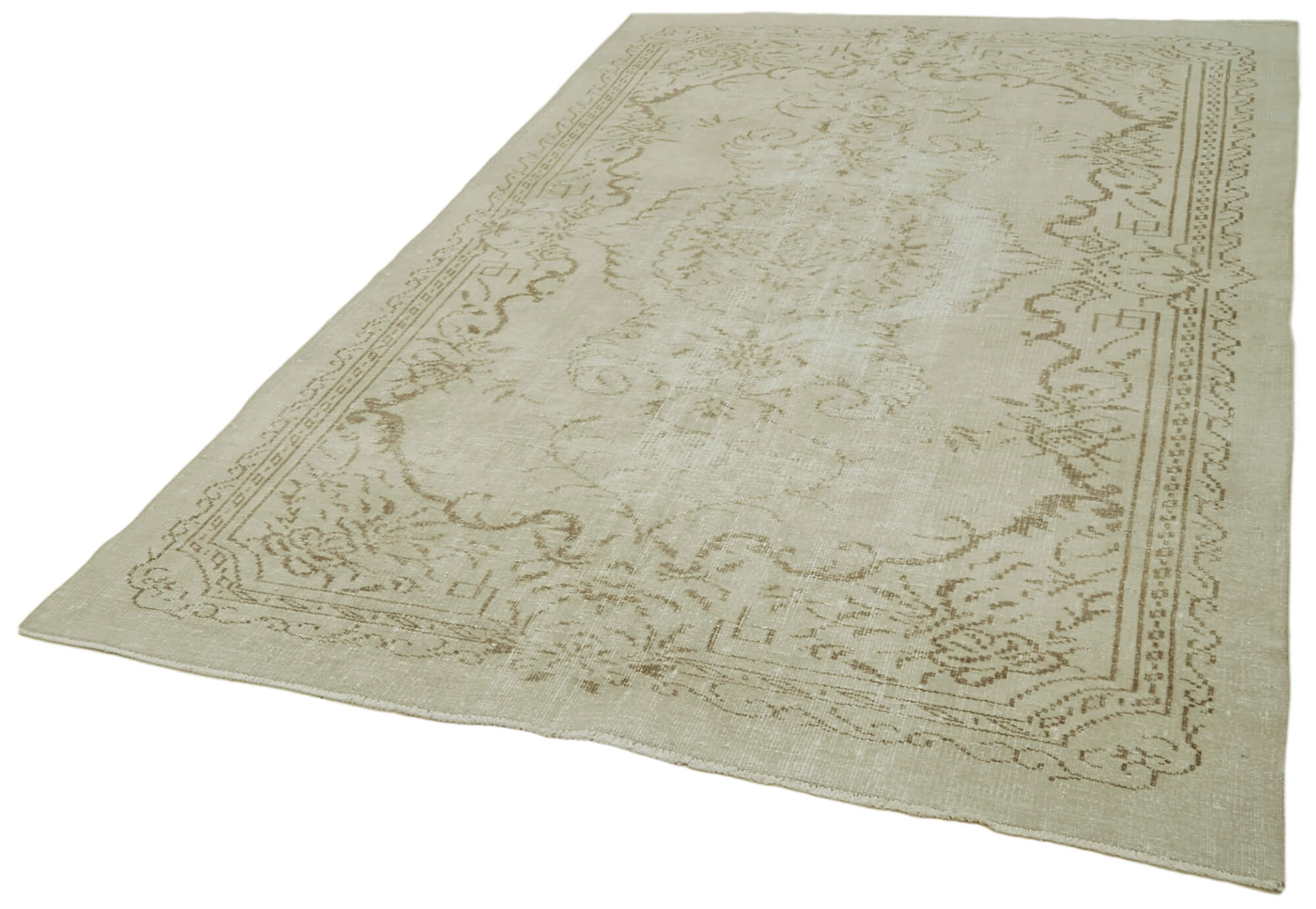 Vintage Wool Area Rug | Handmade Cotton Rug - Turkish Hand Knotted Beige Carpet 5'6''x8'11''