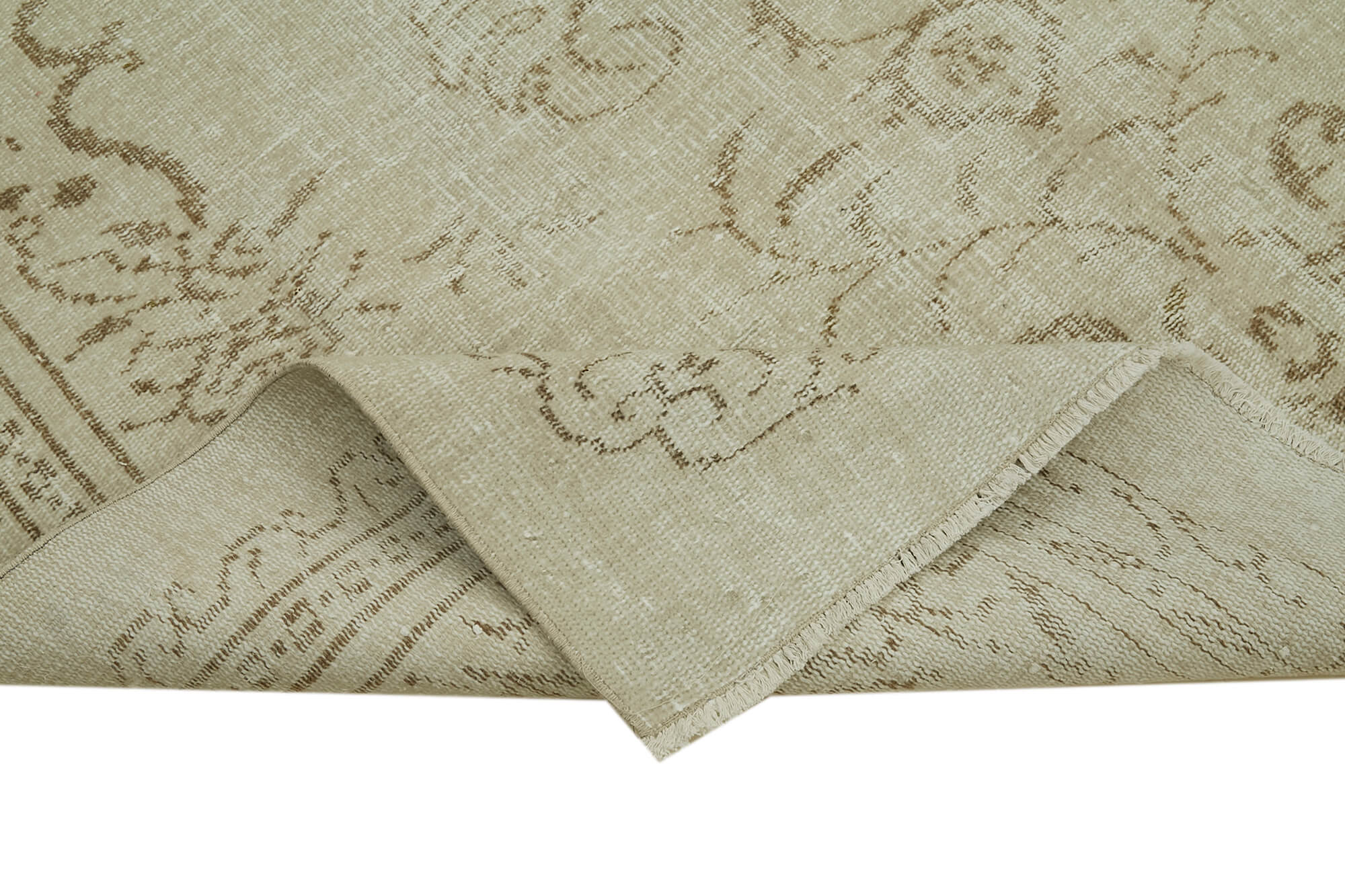 Vintage Wool Area Rug | Handmade Cotton Rug - Turkish Hand Knotted Beige Carpet 5'6''x8'11''