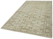 Handmade Vintage Area Rug – Neutral Beige Wool Cotton Carpet 5'3''x8'7''
