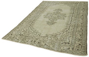Handmade Wool Area Rug - Vintage Cotton Rug | Beige Bohemian Style Carpet 5'10"x9'5"