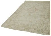 Handmade Wool Area Rug – Vintage Cotton Rug 5'3'' x 8'11'' Beige Classic