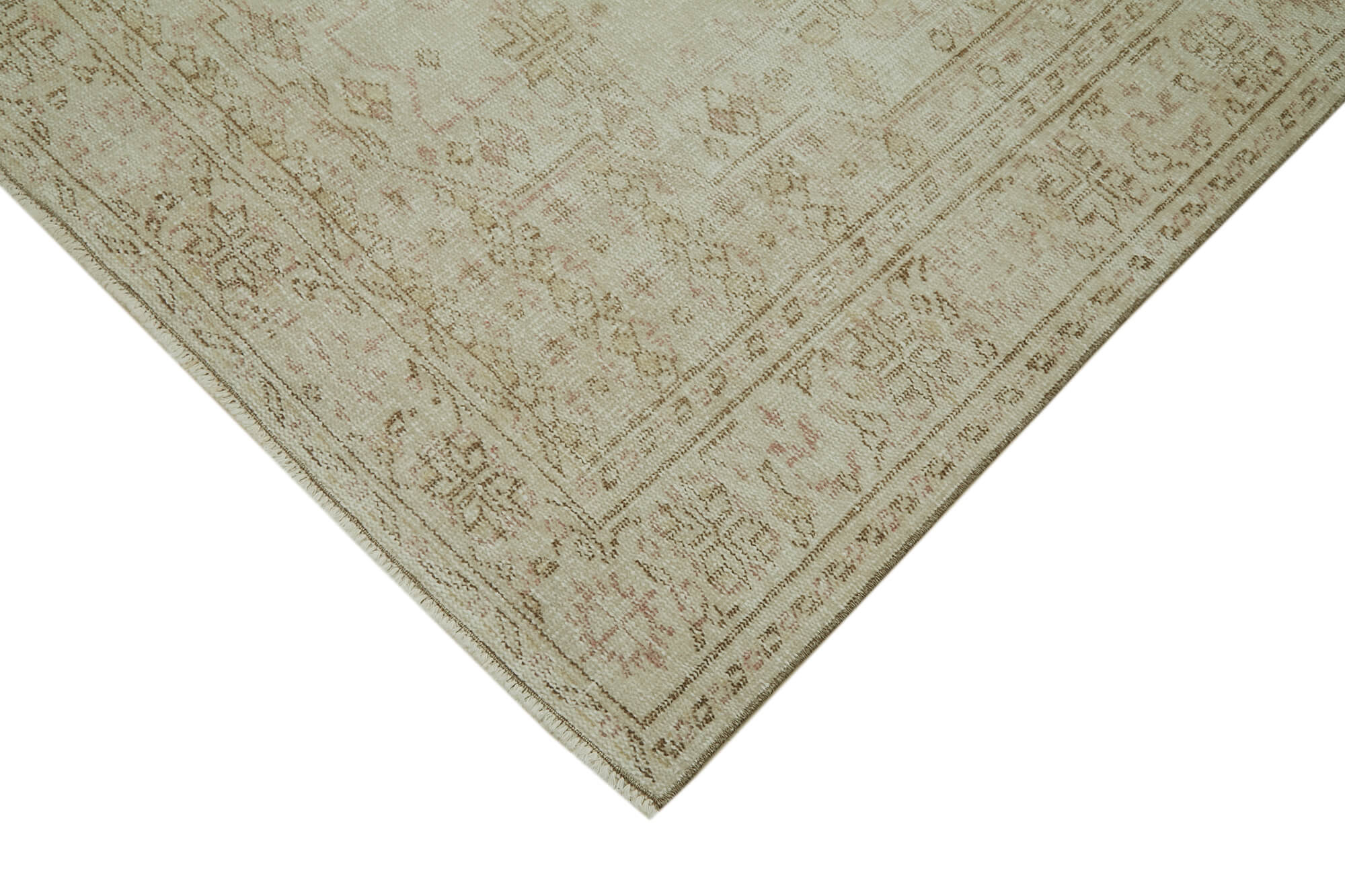 Handmade Wool Area Rug – Vintage Cotton Rug 5'3'' x 8'11'' Beige Classic