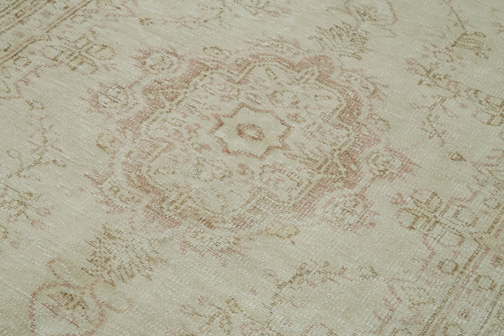 Handmade Wool Area Rug – Vintage Cotton Rug 5'3'' x 8'11'' Beige Classic