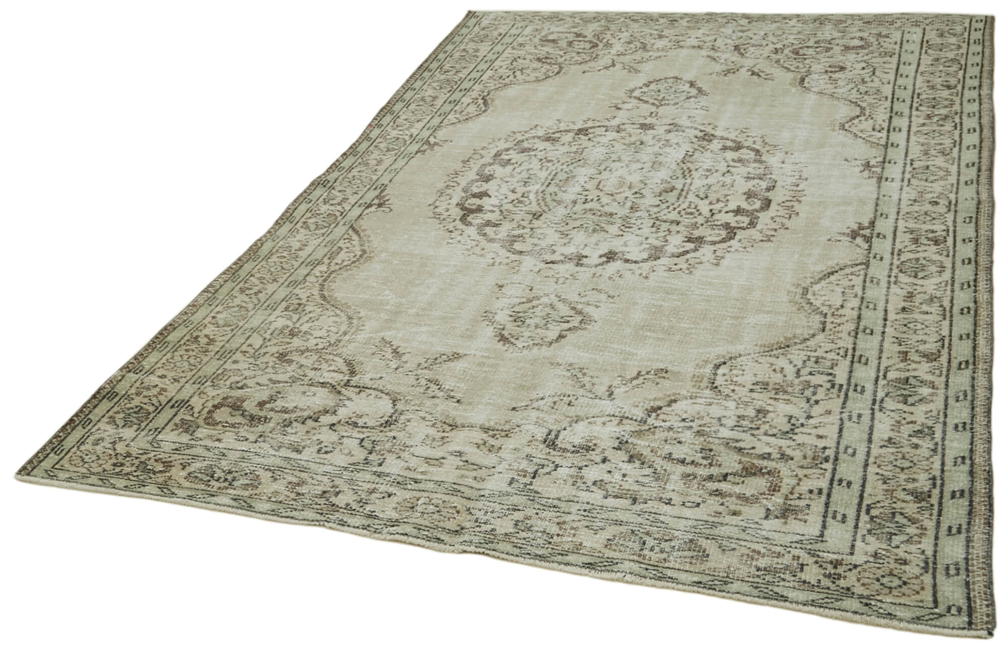 Handmade Wool Area Rug – Vintage Cotton Rug Beige 5'11''x9'4'' Durable Soft Carpet