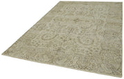 Handmade Vintage Area Rug – Beige Cotton Wool Blend 6'4''x9'2'' Turkish Carpet
