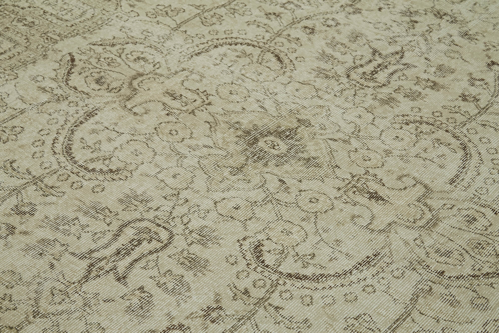 Handmade Vintage Area Rug – Beige Cotton Wool Blend 6'4''x9'2'' Turkish Carpet