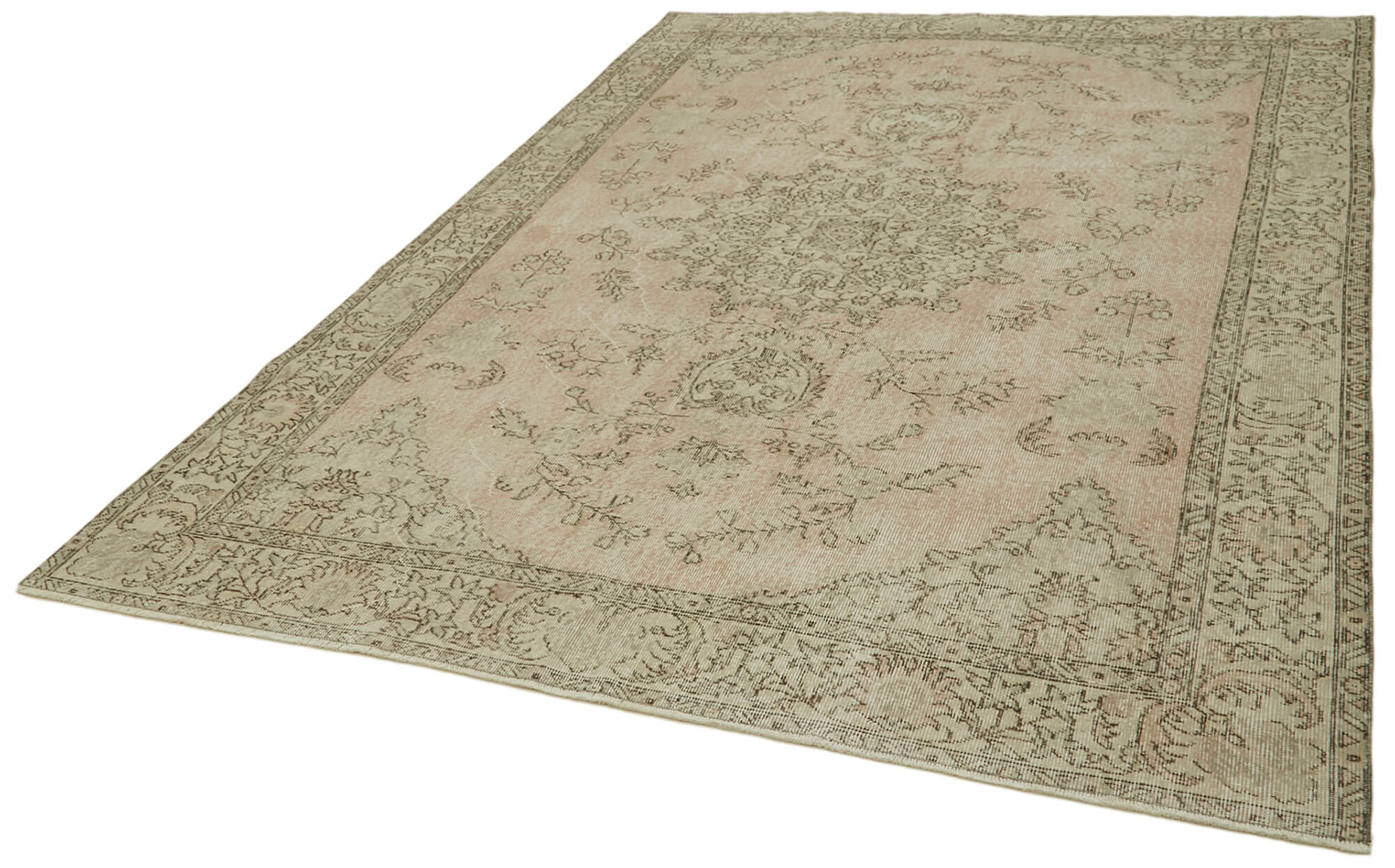 Handmade Wool Area Rug – Vintage Cotton Rug 6'9'' x 9'11'' | Neutral Beige, Soft Wool Carpet