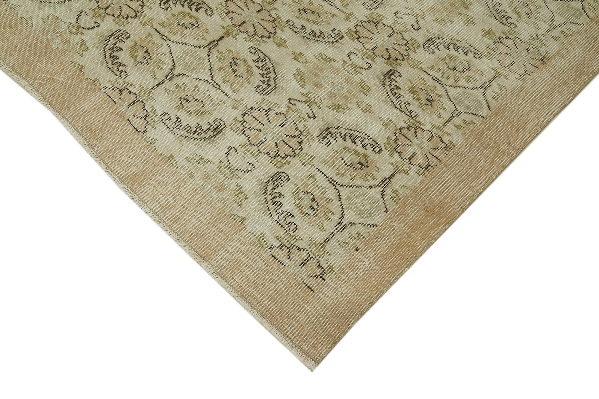 Handmade Wool Area Rug – Vintage Cotton Rug | Beige Area Carpet 5'7''x8'9''