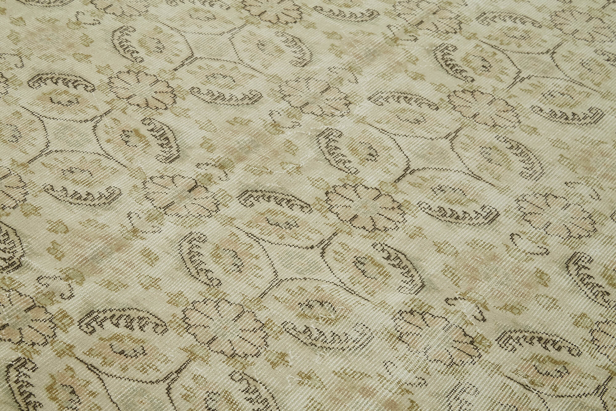 Handmade Wool Area Rug – Vintage Cotton Rug | Beige Area Carpet 5'7''x8'9''