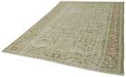 Handmade Vintage Area Rug – Beige Wool Carpet with Durable Cotton Blend, 6'9''x10'1''