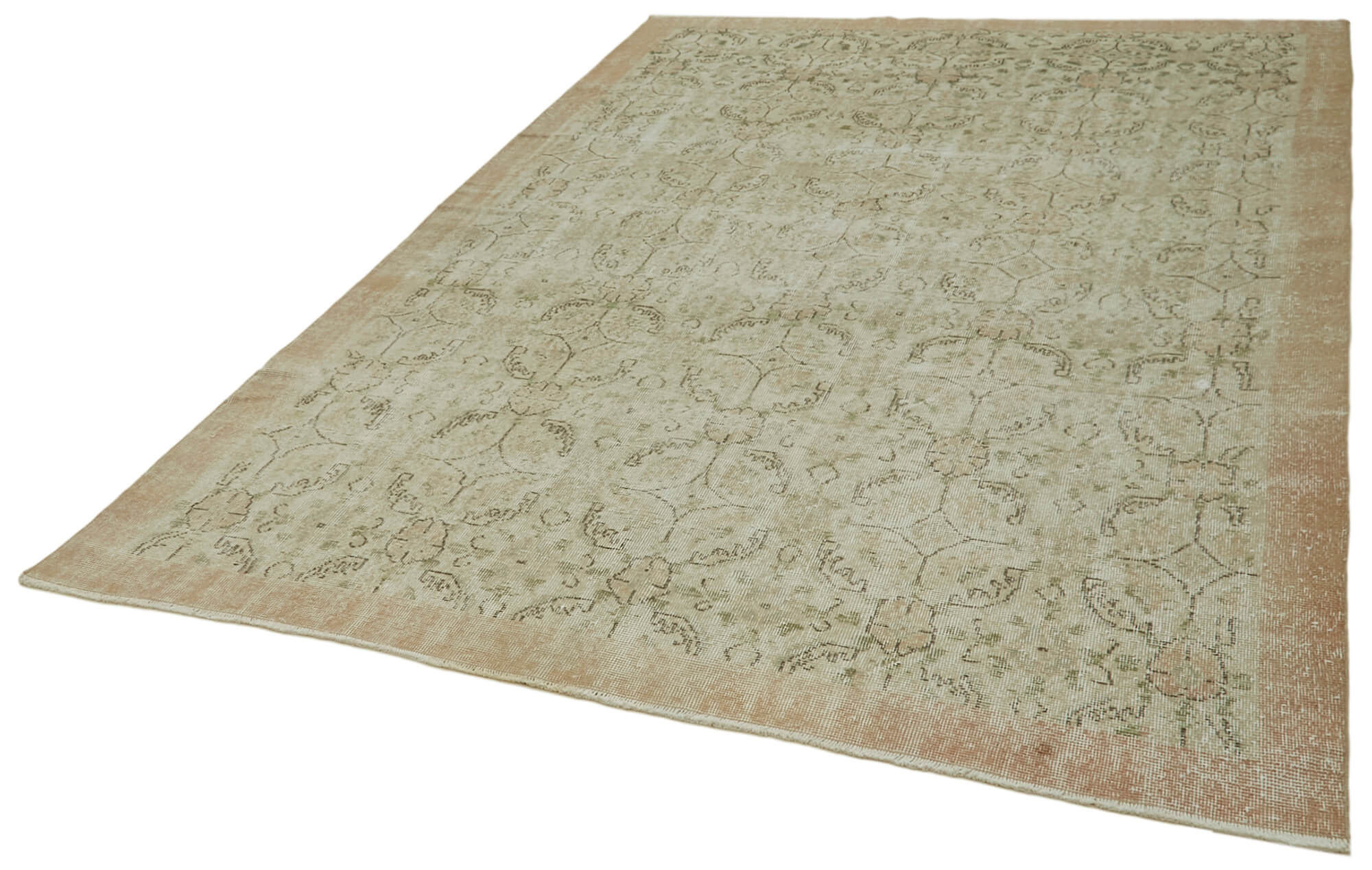 Handmade Wool Area Rug | Vintage Style Carpet, Durable Cotton Weave, Neutral Beige