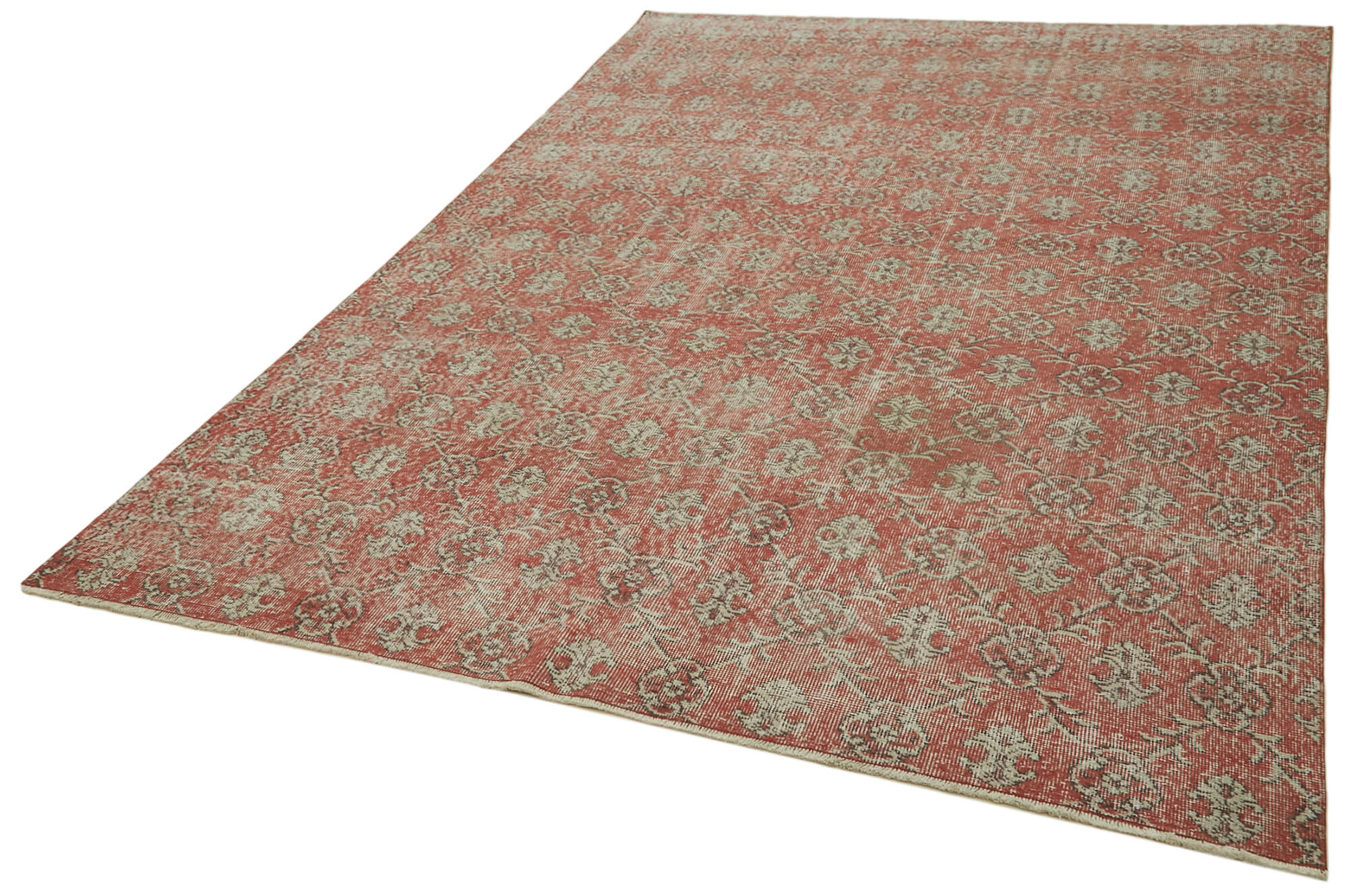 Handmade Wool Area Rug – Vintage Cotton Rug Beige 6'7''x10'1'' Durable Wool Carpet