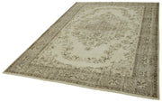 Handmade Wool Area Rug – Vintage Cotton Rug Beige 6'1''x9'5'' Classic Floor Covering