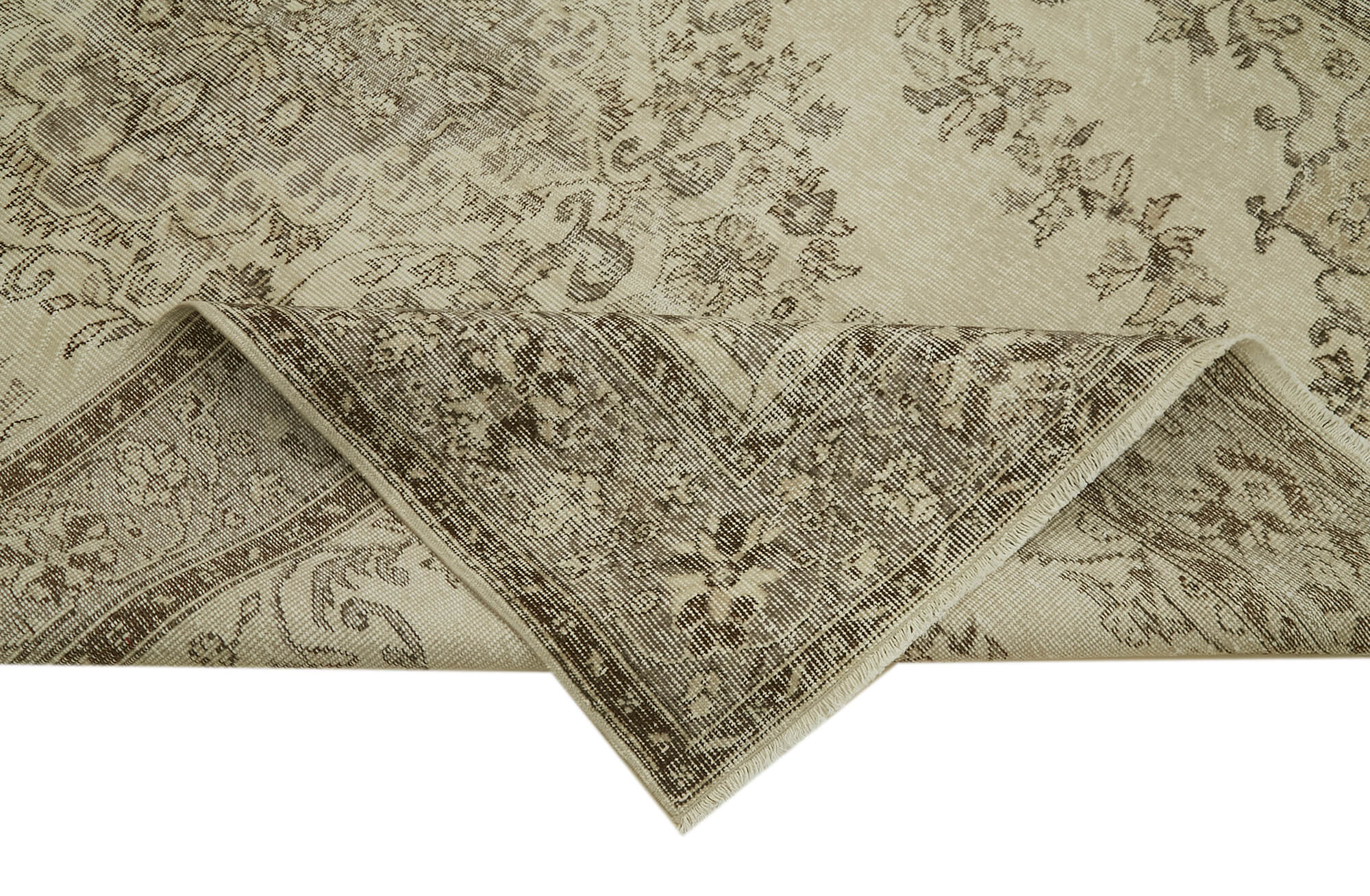 Handmade Wool Area Rug – Vintage Cotton Rug Beige 6'1''x9'5'' Classic Floor Covering