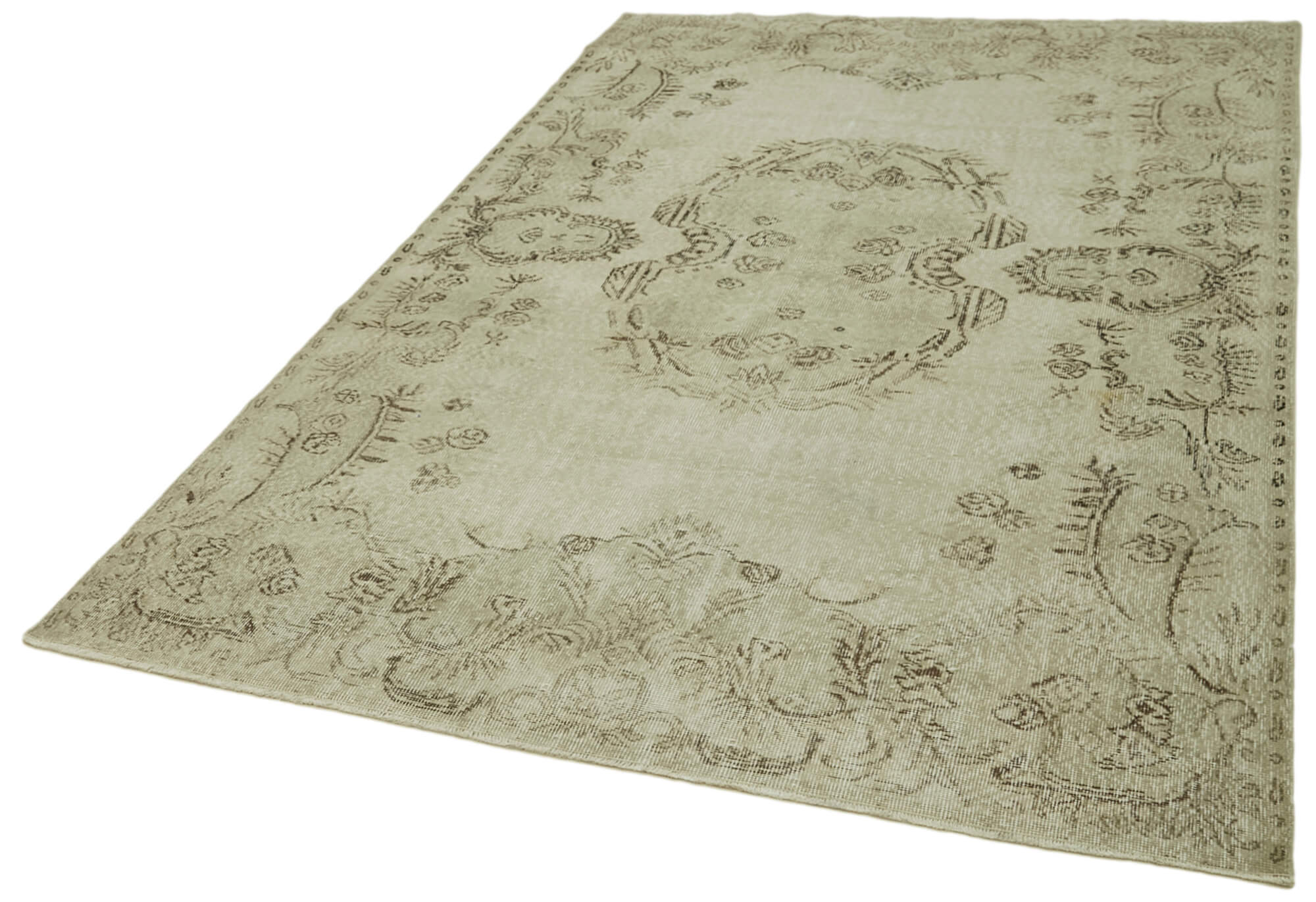 Handmade Wool Area Rug – Vintage Cotton Rug 5'7''x9'3'' Beige Soft Wool Carpet
