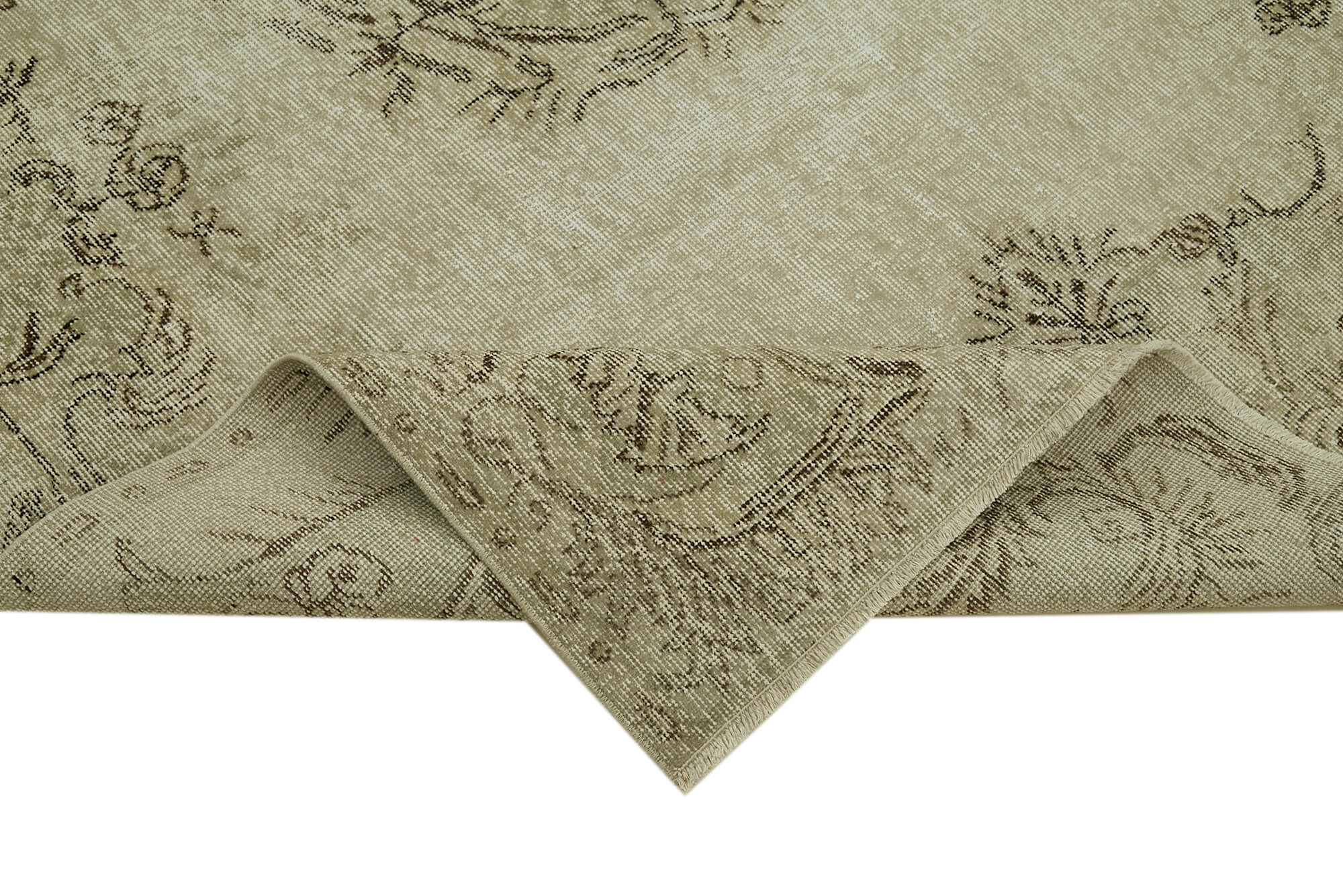 Handmade Wool Area Rug – Vintage Cotton Rug 5'7''x9'3'' Beige Soft Wool Carpet