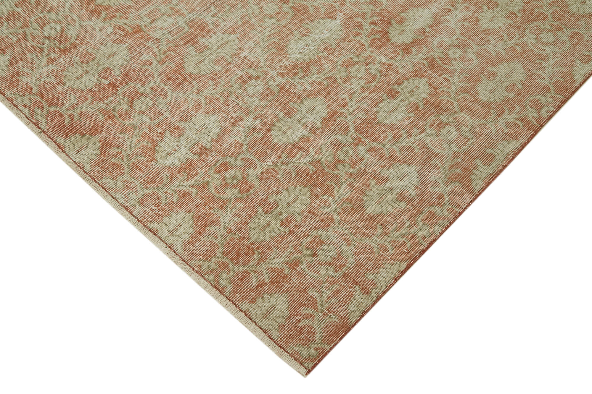 Handmade Wool Area Rug - Vintage Cotton Rug Beige 5'8'' x 9'3'' Hand Woven Carpet