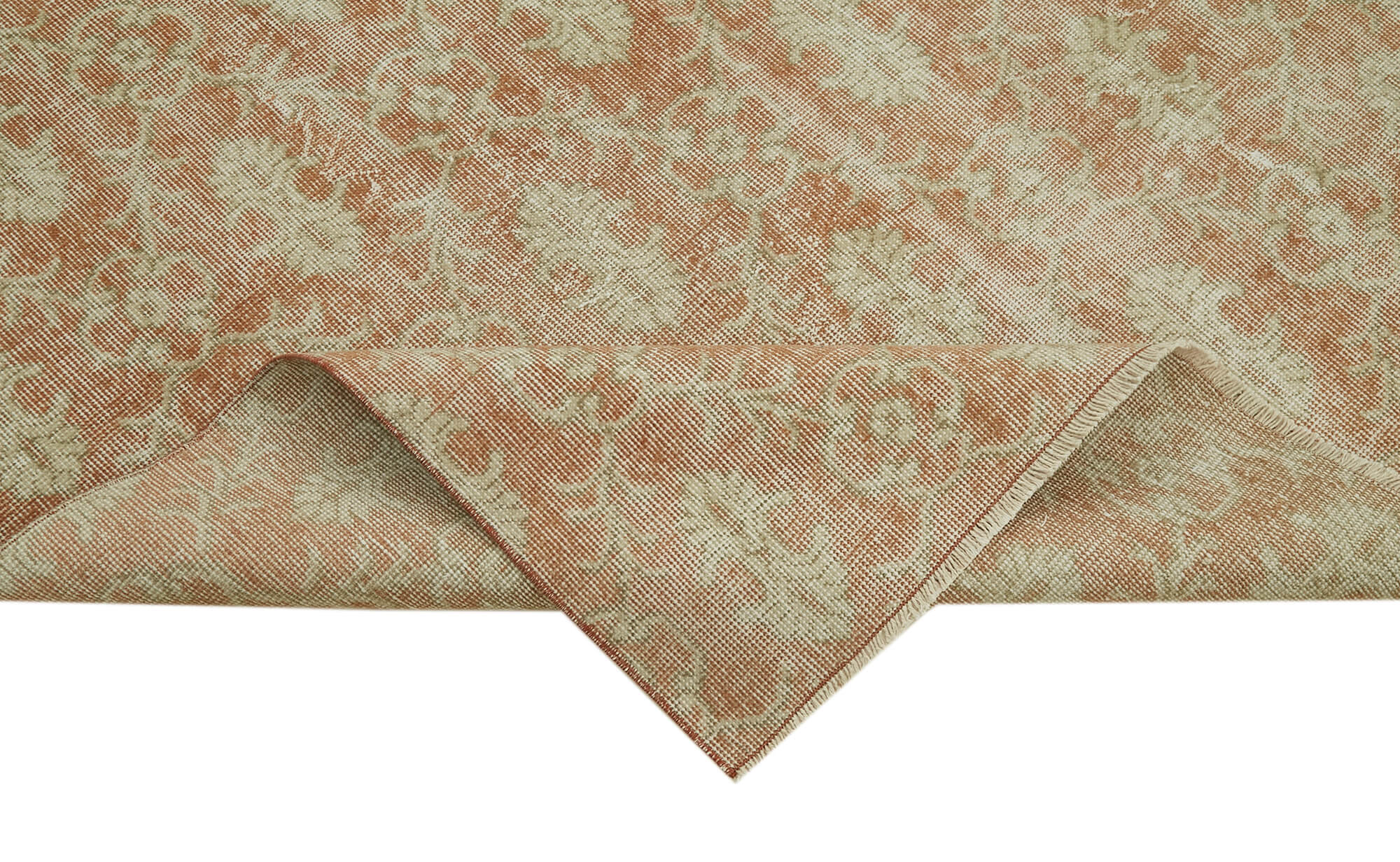 Handmade Wool Area Rug - Vintage Cotton Rug Beige 5'8'' x 9'3'' Hand Woven Carpet
