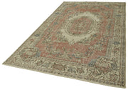 Vintage Cotton Wool Rug – Handmade Area Rug 5'9'' x 9'7'' Beige Vintage Carpet