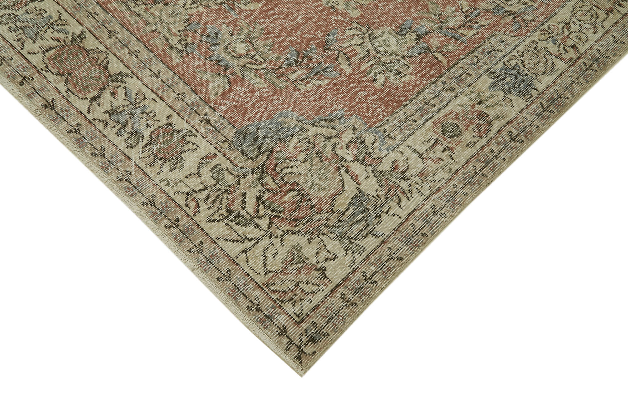 Vintage Cotton Wool Rug – Handmade Area Rug 5'9'' x 9'7'' Beige Vintage Carpet