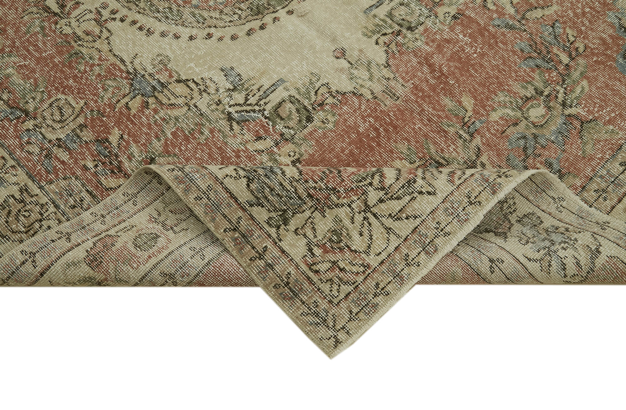 Vintage Cotton Wool Rug – Handmade Area Rug 5'9'' x 9'7'' Beige Vintage Carpet