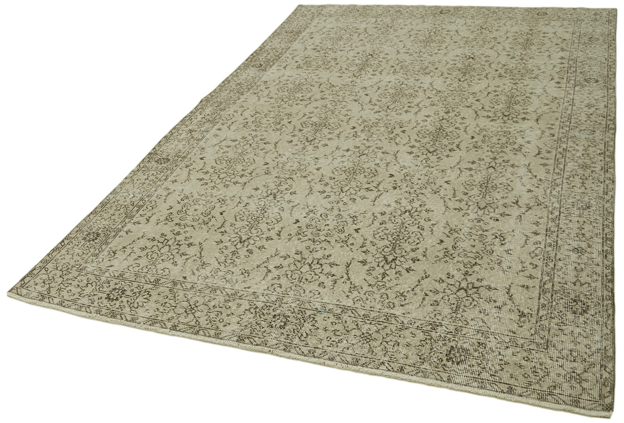 Vintage Cotton Wool Rug - Handmade Turkish Area Rug 5'10''x9'5'' Beige Classic