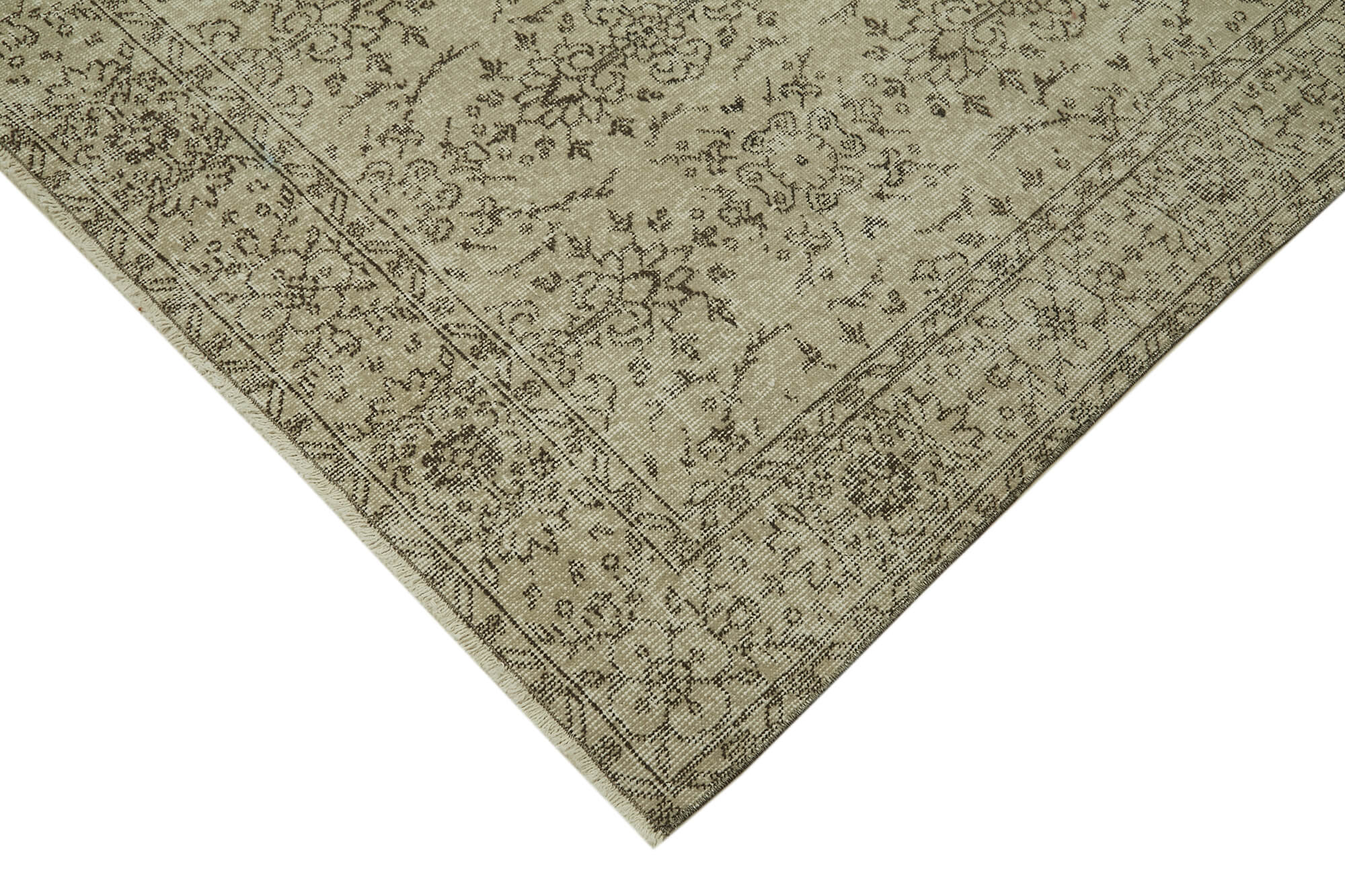 Vintage Cotton Wool Rug - Handmade Turkish Area Rug 5'10''x9'5'' Beige Classic