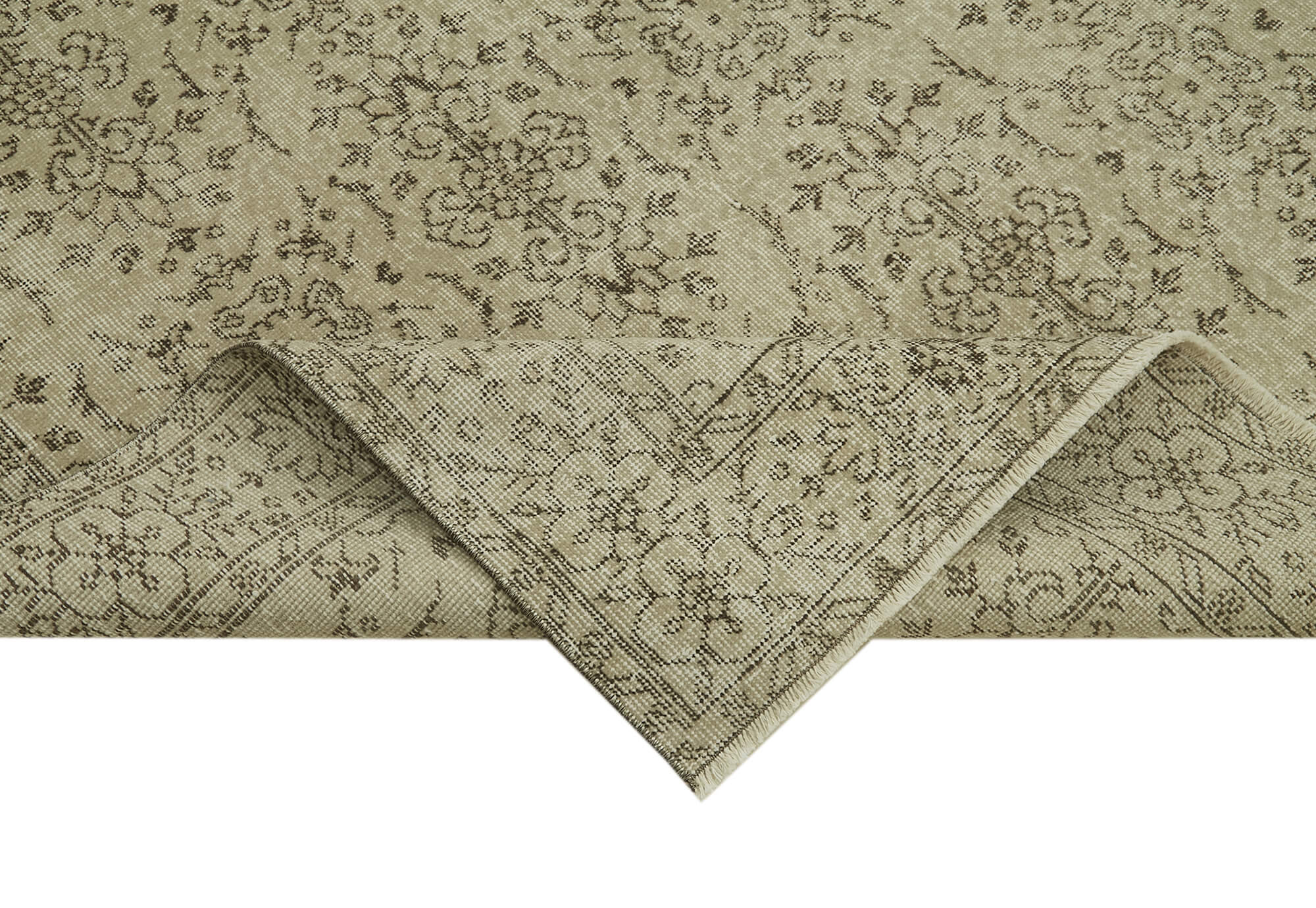 Vintage Cotton Wool Rug - Handmade Turkish Area Rug 5'10''x9'5'' Beige Classic