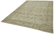 Vintage Handmade Area Rug - Hand Woven Rug 6x10, Beige Wool Carpet
