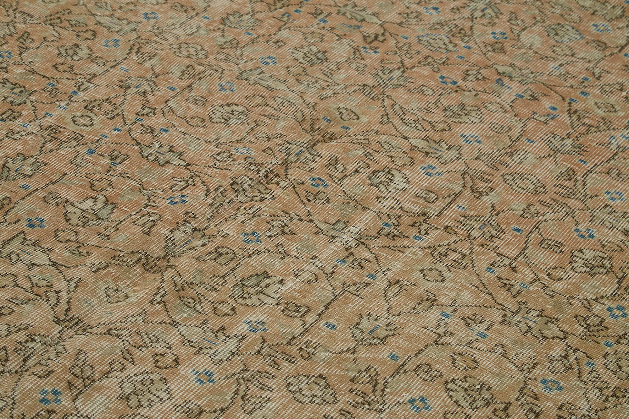 Handmade Vintage Area Rug – Beige Wool Rug, Turkish Cotton Carpet 6'4''x10'2''
