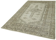 Handmade Vintage Area Rug – Neutral Beige Cotton Wool, Turkish Hand Knotted Classic Carpet 5'3"x9'1"