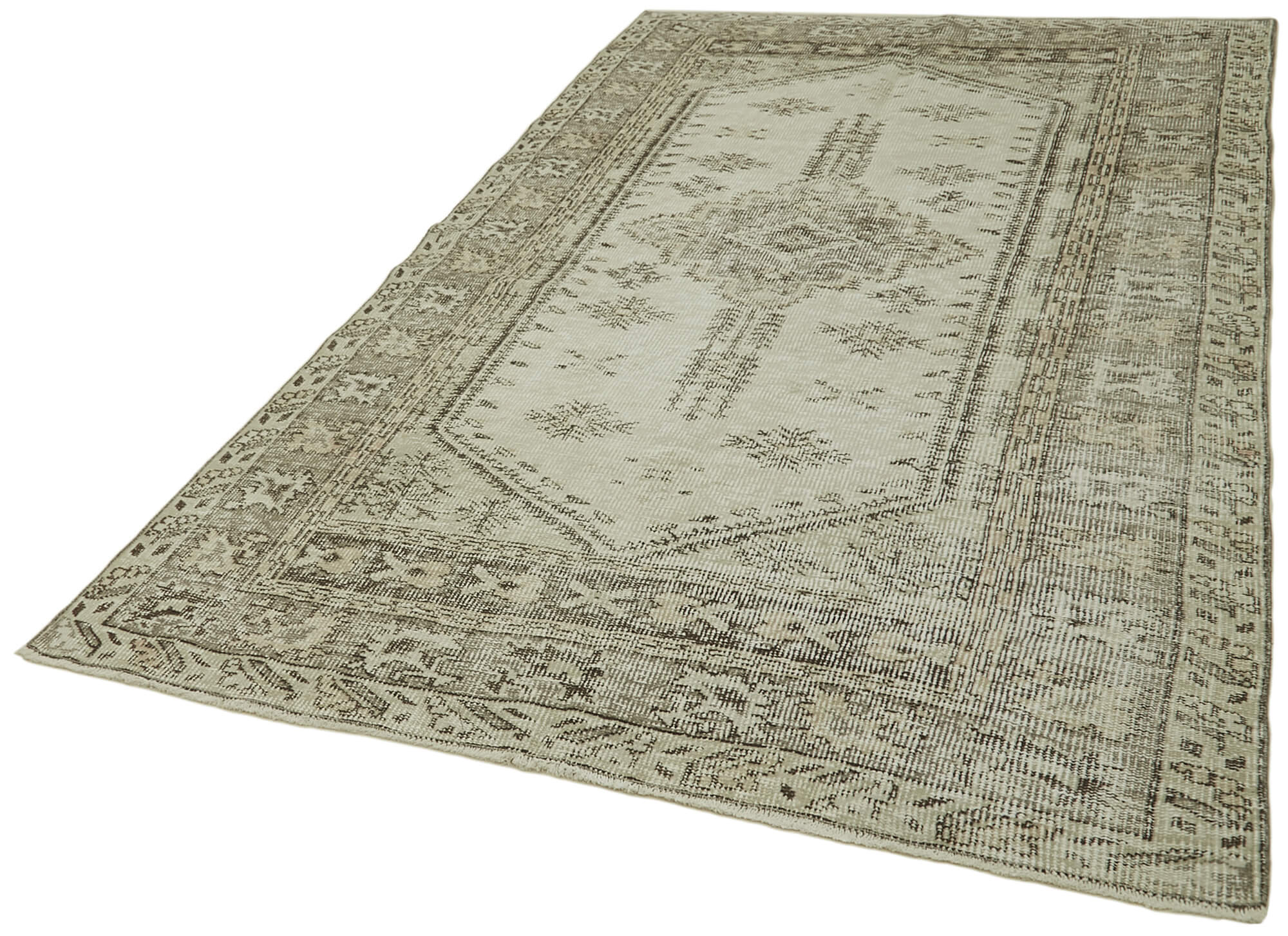 Handmade Vintage Area Rug – Neutral Beige Cotton Wool, Turkish Hand Knotted Classic Carpet 5'3"x9'1"