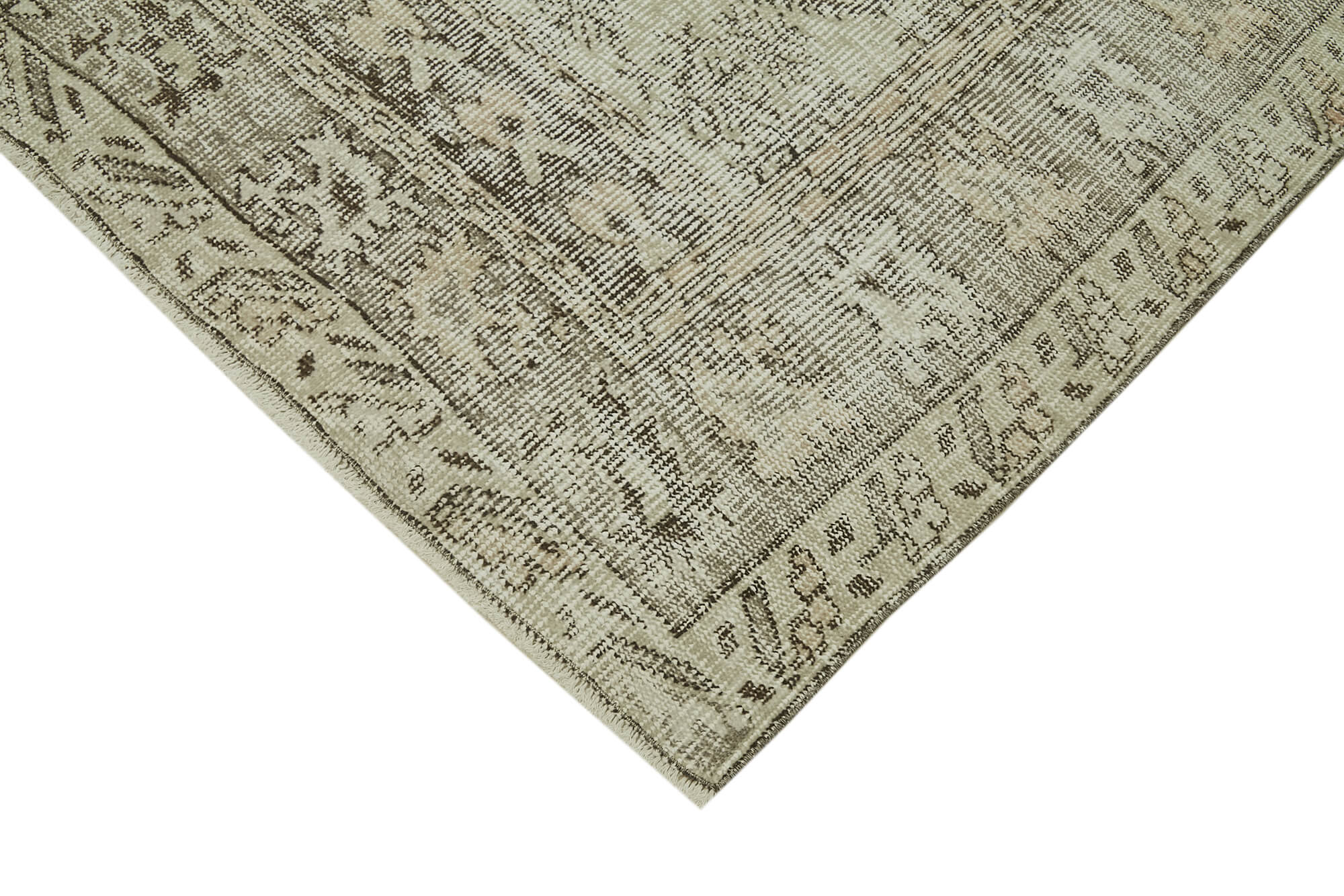 Handmade Vintage Area Rug – Neutral Beige Cotton Wool, Turkish Hand Knotted Classic Carpet 5'3"x9'1"